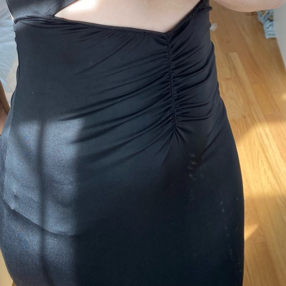 Black Slinky High Neck Dress with Cutouts - Picture 4 of 10